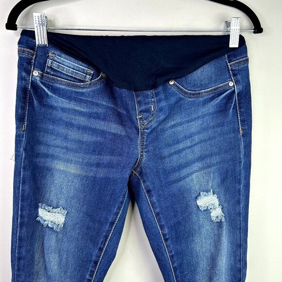 Maternity dark wash distressed jeans size small - Picture 2 of 9